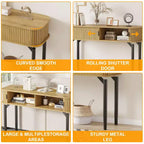 Console Table with Storage,Wood Sofa Table with Sliding Door,Entryway Table for Living Room,Couch,Hallway,Foyer