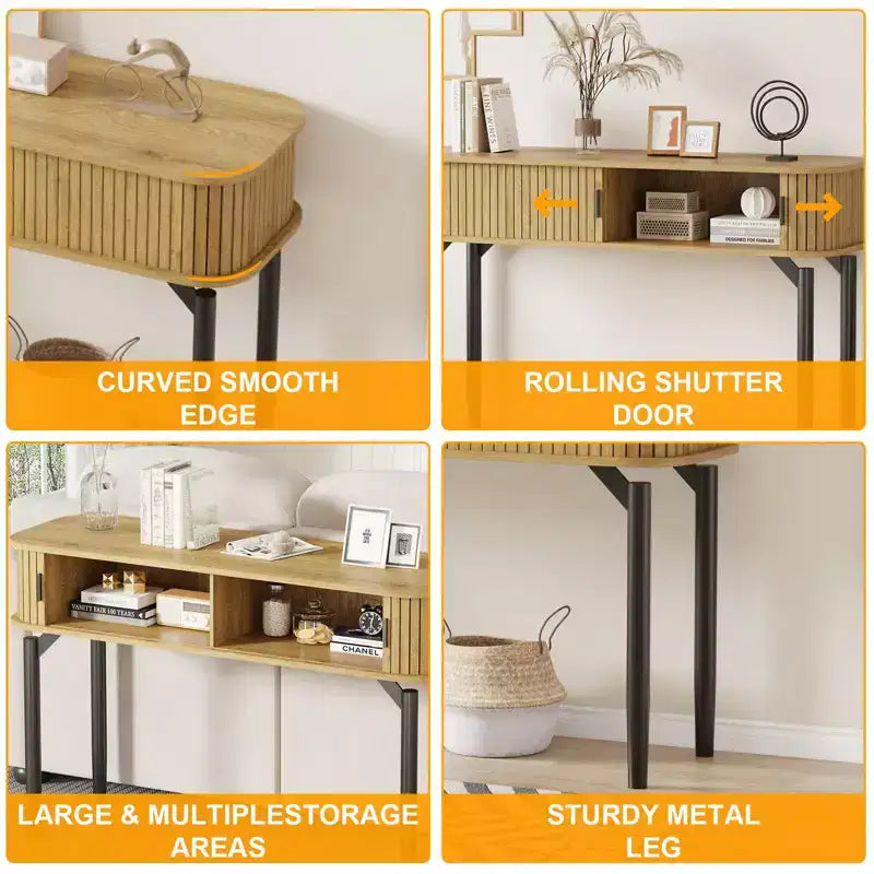 Console Table with Storage,Wood Sofa Table with Sliding Door,Entryway Table for Living Room,Couch,Hallway,Foyer