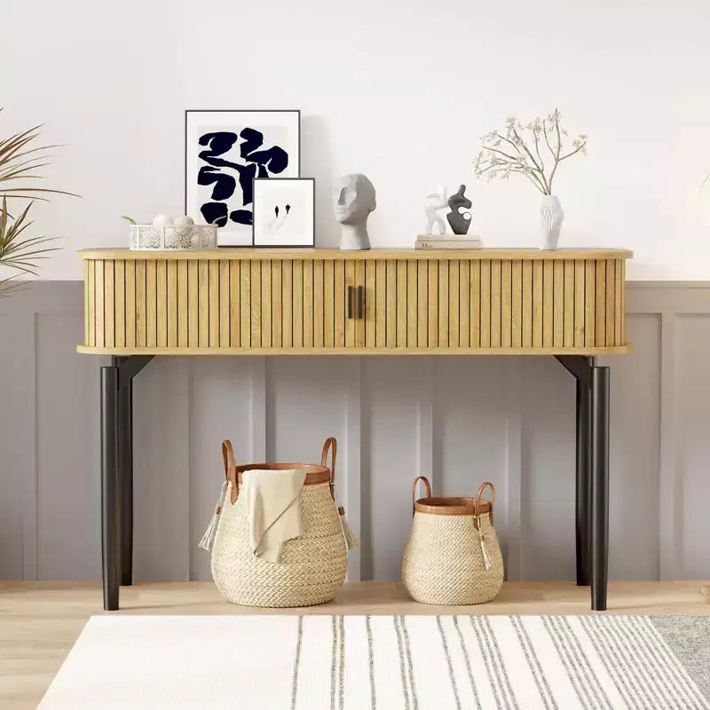 Console Table with Storage,Wood Sofa Table with Sliding Door,Entryway Table for Living Room,Couch,Hallway,Foyer