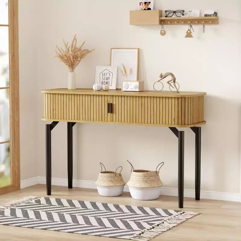 Console Table with Storage,Wood Sofa Table with Sliding Door,Entryway Table for Living Room,Couch,Hallway,Foyer