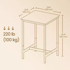 Bar Table - Small Kitchen Dining Table, High Top Pub Table.23.6 x 23.6 x 36.2 - Inch Height Cocktail Table with Sturdy Metal Frame