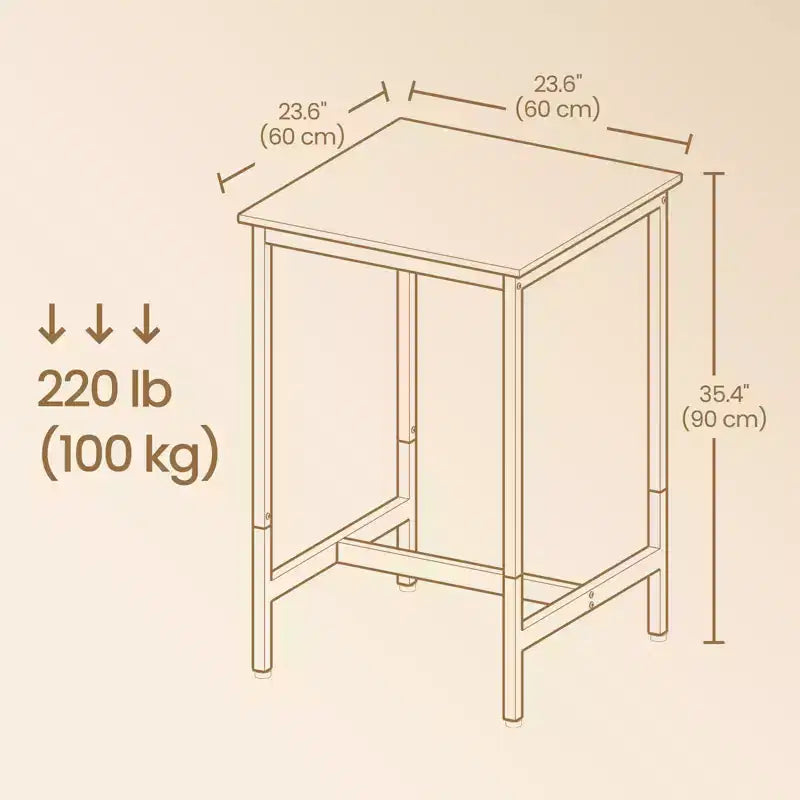Bar Table - Small Kitchen Dining Table, High Top Pub Table.23.6 x 23.6 x 36.2 - Inch Height Cocktail Table with Sturdy Metal Frame