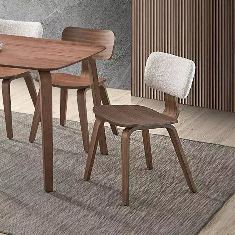 Simple Relax Set of 2 Wooden Side Chairs in Walnut and White