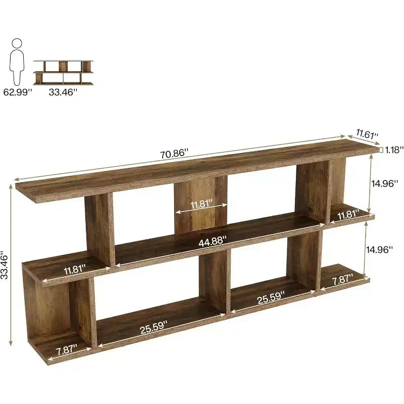 Lantine 3-Tier 71 Extra Long Sofa Table Behind Couch