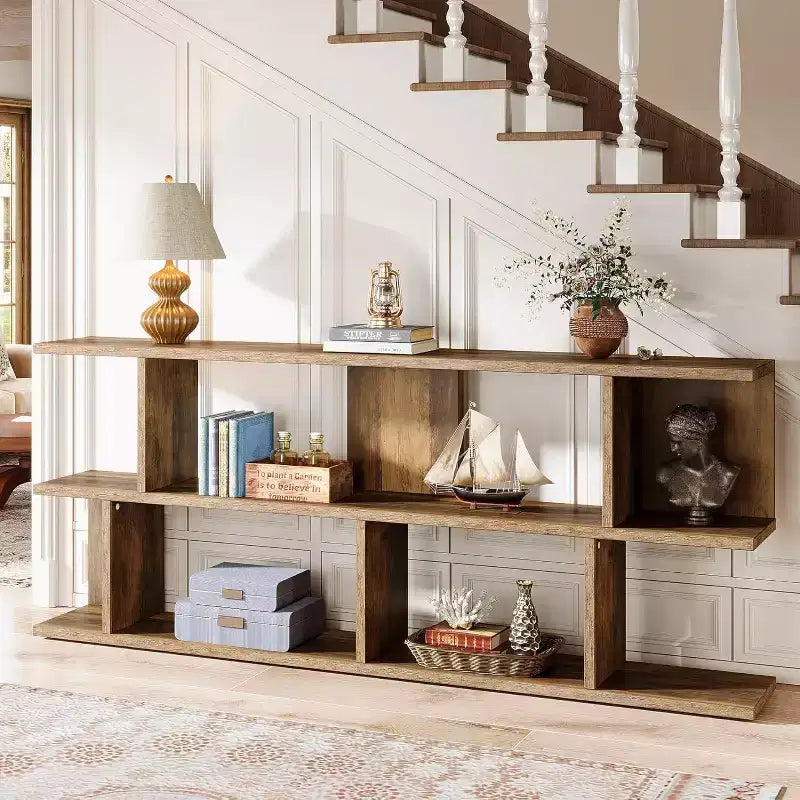 Lantine 3-Tier 71 Extra Long Sofa Table Behind Couch