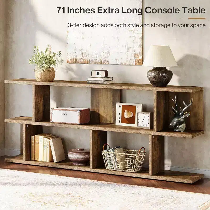 Lantine 3-Tier 71 Extra Long Sofa Table Behind Couch