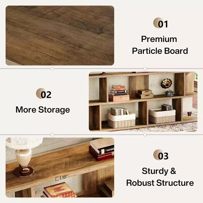 Lantine 3-Tier 71 Extra Long Sofa Table Behind Couch