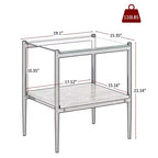 MAYEERTY Set of 2 Rectangle End Table with Tempered Glass Tabletop, for Living Room, Transparent Glass