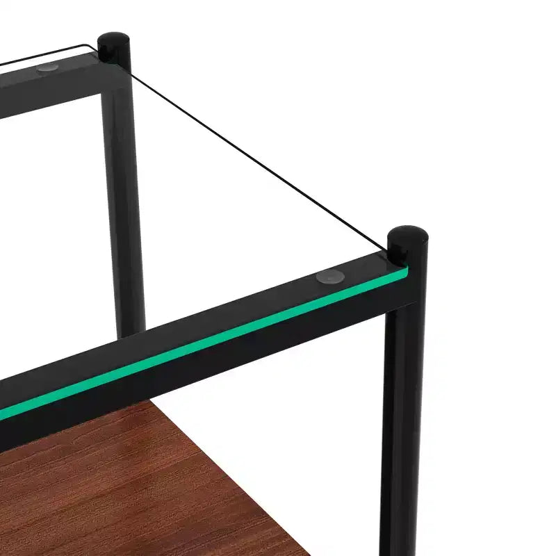 MAYEERTY Set of 2 Rectangle End Table with Tempered Glass Tabletop, for Living Room, Transparent Glass