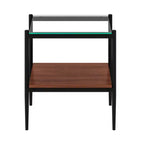 MAYEERTY Set of 2 Rectangle End Table with Tempered Glass Tabletop, for Living Room, Transparent Glass