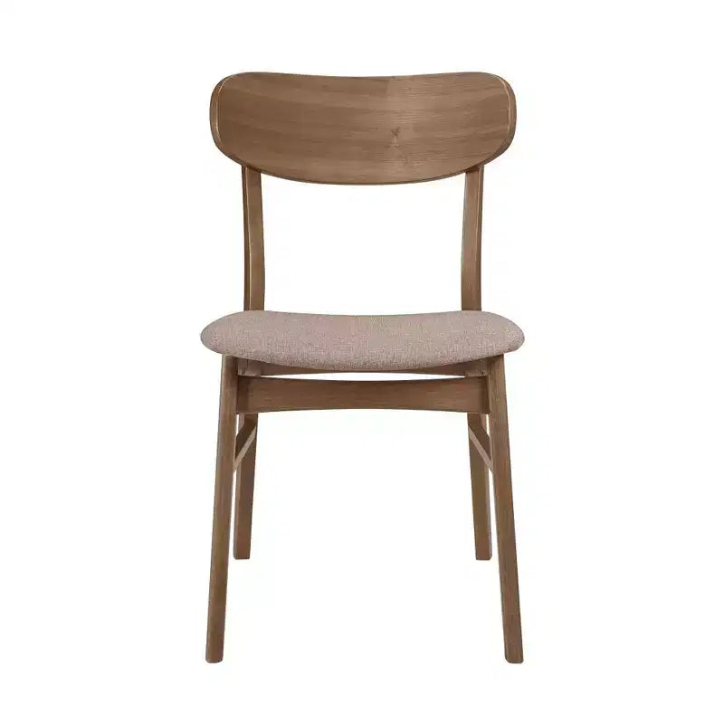 Simple Relax Set of 2 Upholstered Dining Side Chairs with Tapered Legs in Brown