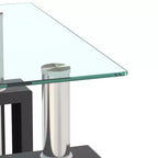 MAYEERTY Modern Tempered Glass End Table, Square Side Table for Living Room Bedroom, Transparent
