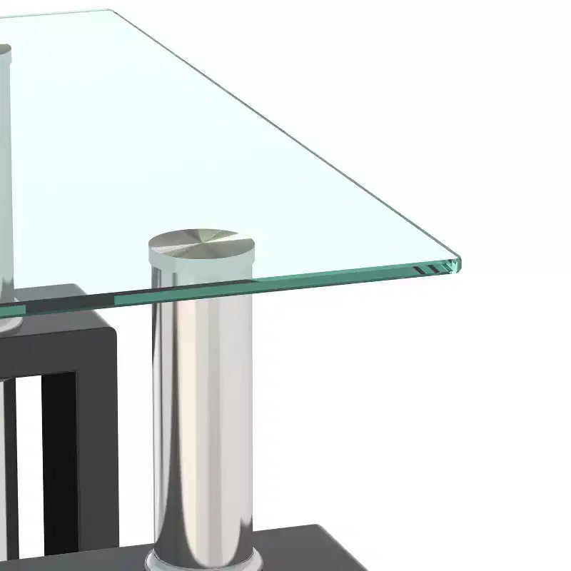 MAYEERTY Modern Tempered Glass End Table, Square Side Table for Living Room Bedroom, Transparent