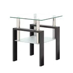 MAYEERTY Modern Tempered Glass End Table, Square Side Table for Living Room Bedroom, Transparent