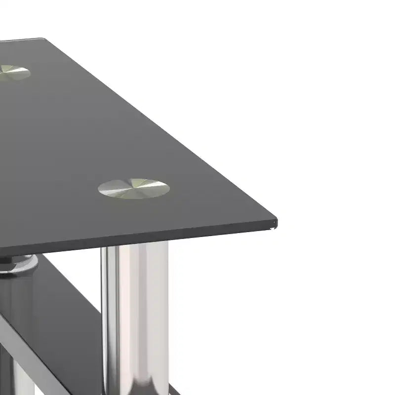 MAYEERTY Modern Tempered Glass End Table, Square Side Table for Living Room Bedroom, Set of 2, Black
