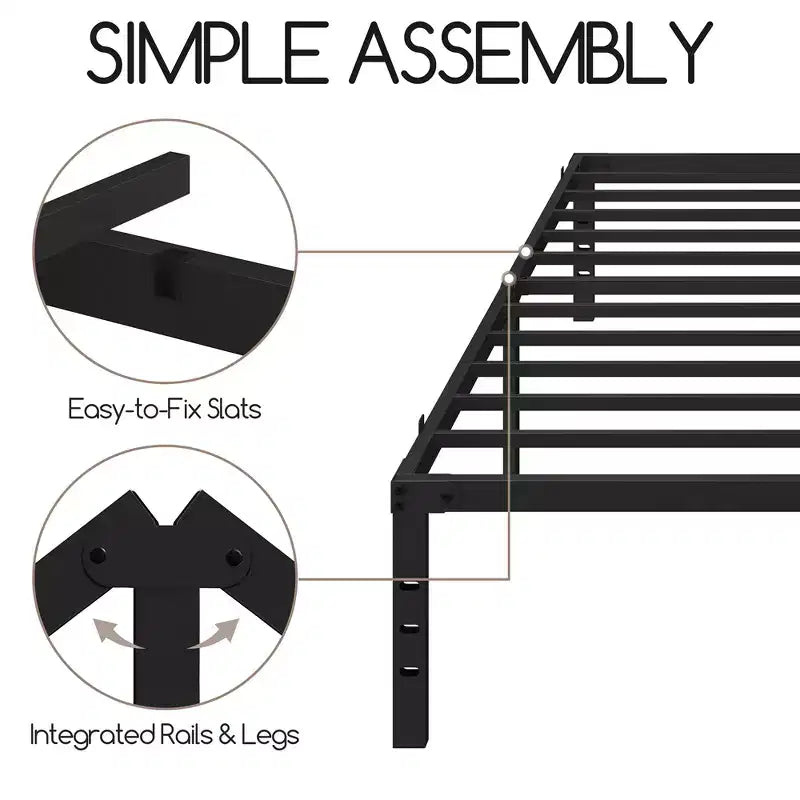 Yaheetech Metal Platform Bed Frame with Heavy Duty Steel Slat Support