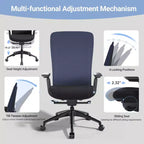Ergonomic Office Desk Chair,High Back Office Chair with Mesh Back and Adjustable Lumbar Support-DarkBlue