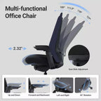 Ergonomic Office Desk Chair,High Back Office Chair with Mesh Back and Adjustable Lumbar Support-DarkBlue