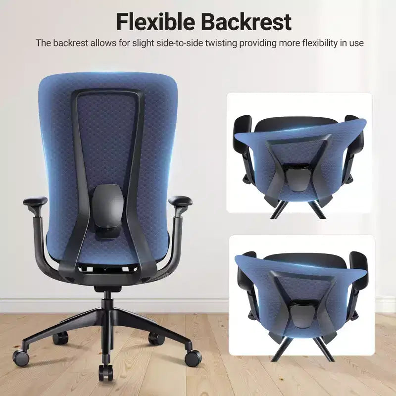Ergonomic Office Desk Chair,High Back Office Chair with Mesh Back and Adjustable Lumbar Support-DarkBlue