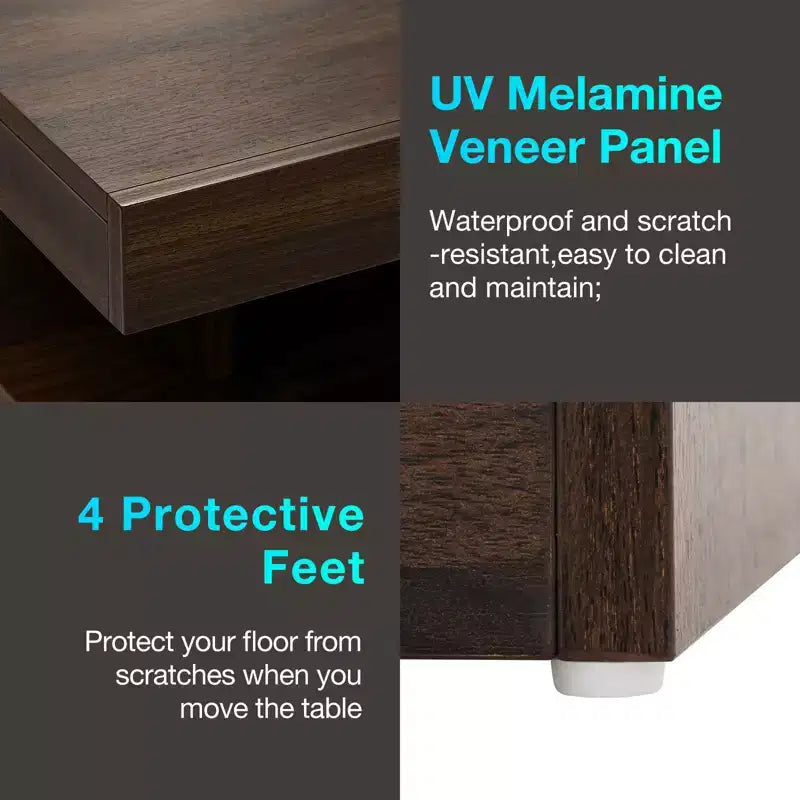 Hommpa Modern LED Nightstand with 3 Drawers & Wireless Charging Station