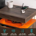 Hommpa Modern LED Nightstand with 3 Drawers & Wireless Charging Station