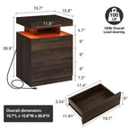 Hommpa Modern LED Nightstand with 3 Drawers & Wireless Charging Station