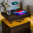 Hommpa Modern LED Nightstand with 3 Drawers & Wireless Charging Station