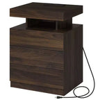 Hommpa Modern LED Nightstand with 3 Drawers & Wireless Charging Station