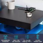 Hommpa Modern LED Nightstand with 3 Drawers & Wireless Charging Station