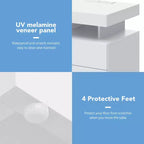 Hommpa Modern LED Nightstand with 3 Drawers & Wireless Charging Station