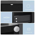 Hommpa Modern Open Shelf Bedside Table LED Nightstand with Charging Station
