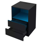 Hommpa Modern Open Shelf Bedside Table LED Nightstand with Charging Station