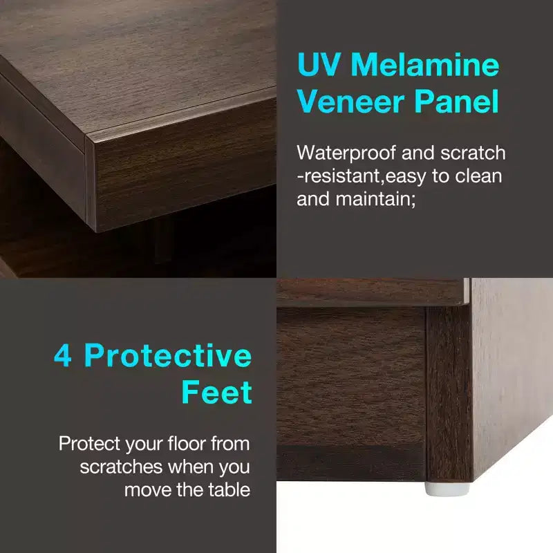 Hommpa Modern LED Nightstand with Wireless Charging Station & 2 Drawers