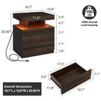 Hommpa Modern LED Nightstand with Wireless Charging Station & 2 Drawers