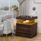 Hommpa Modern LED Nightstand with Wireless Charging Station & 2 Drawers