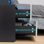 Hommpa Modern LED Nightstand with Wireless Charging Station & 2 Drawers