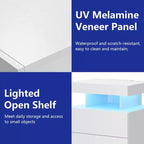 Hommpa Modern LED Nightstand with Wireless Charging Station & 2 Drawers