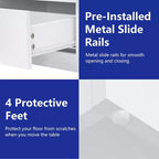 Hommpa Modern LED Nightstand with Wireless Charging Station & 2 Drawers