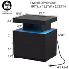 Hommpa Modern LED Nightstand with Wireless Charging Station & 2 Drawers