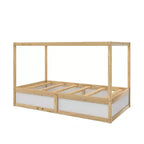 Max & Finn Saffiano Convertible 3-in-1 Kids Bed, Natural/White