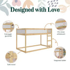Max & Finn Saffiano Convertible 3-in-1 Kids Bed, Natural/White