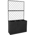 Sunnydaze 3-Section Wicker Planter Box with Trellis for Indoor or Outdoor Use - Black