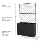 Sunnydaze 3-Section Wicker Planter Box with Trellis for Indoor or Outdoor Use - Black