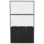 Sunnydaze 3-Section Wicker Planter Box with Trellis for Indoor or Outdoor Use - Black
