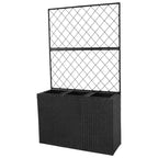 Sunnydaze 3-Section Wicker Planter Box with Trellis for Indoor or Outdoor Use - Black
