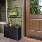 Sunnydaze 3-Section Wicker Planter Box with Trellis for Indoor or Outdoor Use - Black