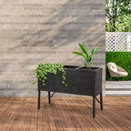 Sunnydaze 3-Section Wicker Raised Planter Bed for Indoor or Outdoor Use - Black