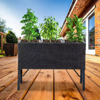 Sunnydaze 3-Section Wicker Raised Planter Bed for Indoor or Outdoor Use - Black