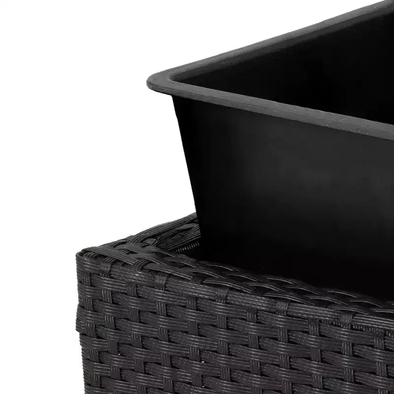 Sunnydaze 3-Section Wicker Raised Planter Bed for Indoor or Outdoor Use - Black