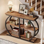 Lantine 41.3 Industrial 3-Tier Entryway Table with Arched Metal Frame and Storage Shelves